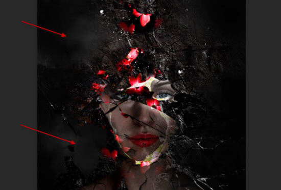 Photoshop打造颓废创意的金色鲜花人像海报