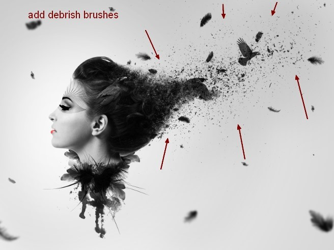 PS�ϳ���Ƭ��ɢ�ĺڰ׳�����Ůͷ��