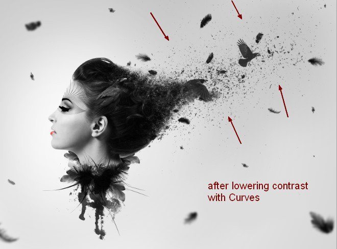 PS�ϳ���Ƭ��ɢ�ĺڰ׳�����Ůͷ��