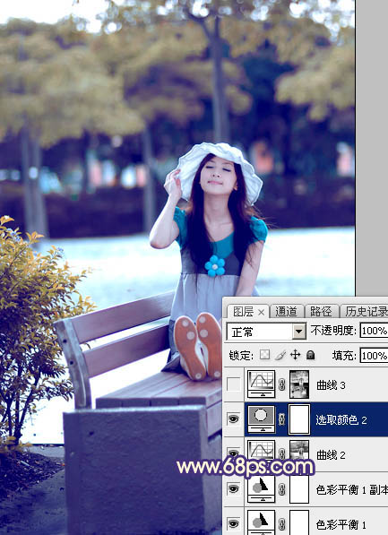 Photoshop为夏季外景图片转为清爽的秋季淡冷色