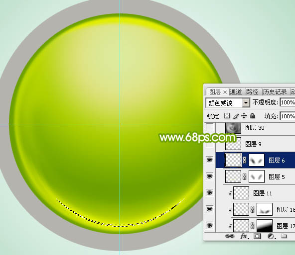Photoshop设计制作一个漂亮的绿色水晶球按钮