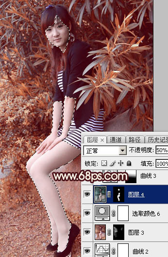 Photoshop为外景美女图片打造甜美的秋季红褐色