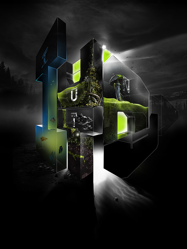 PhotoShop打造超具想象力的3D生态系统海报