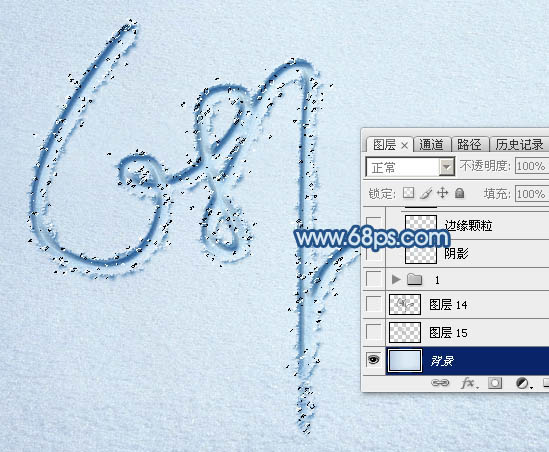 Photoshop制作逼真漂亮的冰雪上划痕连写字