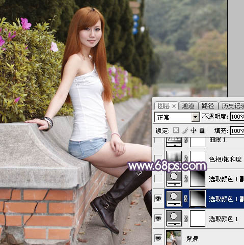 Photoshop将夏季外景美女图片增加秋季阳光暖色
