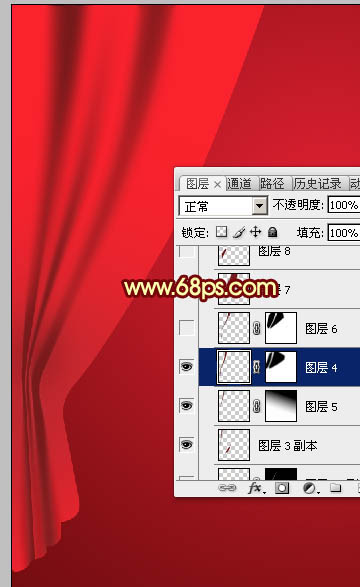Photoshop设计制作喜庆华丽的红色金边帷幕