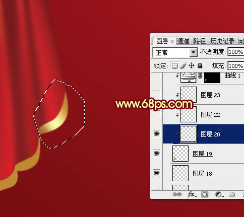 Photoshop设计制作喜庆华丽的红色金边帷幕