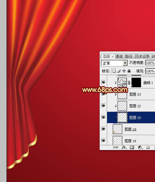 Photoshop设计制作喜庆华丽的红色金边帷幕