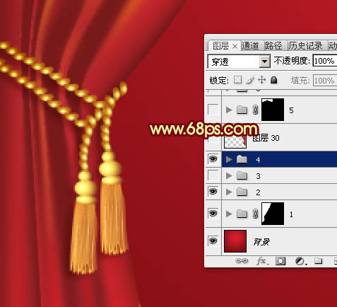 Photoshop设计制作喜庆华丽的红色金边帷幕