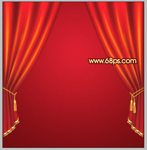 Photoshop设计制作喜庆华丽的红色金边帷幕