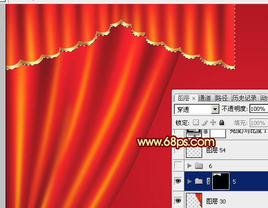 Photoshop设计制作喜庆华丽的红色金边帷幕