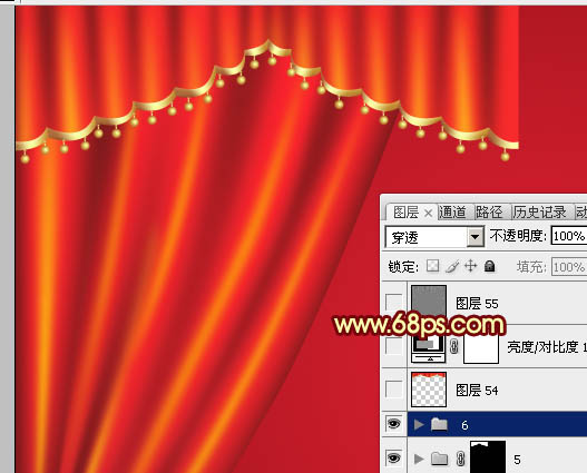 Photoshop设计制作喜庆华丽的红色金边帷幕