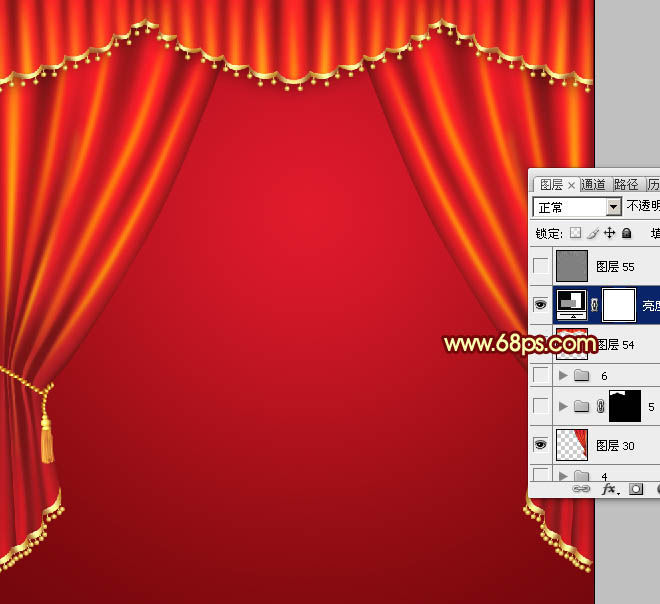 Photoshop设计制作喜庆华丽的红色金边帷幕