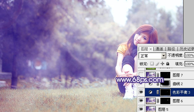 Photoshop为草地上的美女图片调制出唯美的秋季色