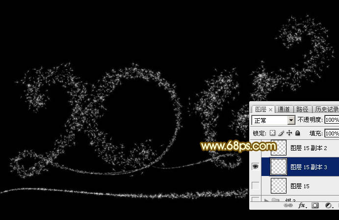 Photoshop设计制作喜庆的2015新年火花字