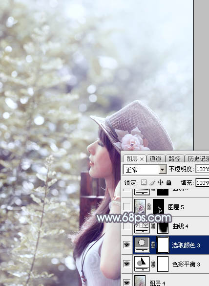 Photoshop将给外景美女图片调制出梦幻的中性淡冷色