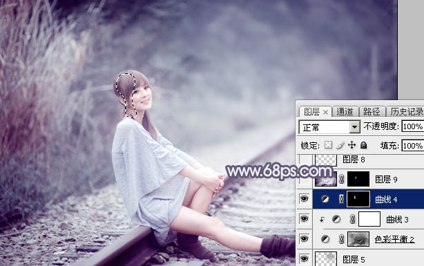 Photoshop将夏季美女图片转造出唯美冷色雪景效果