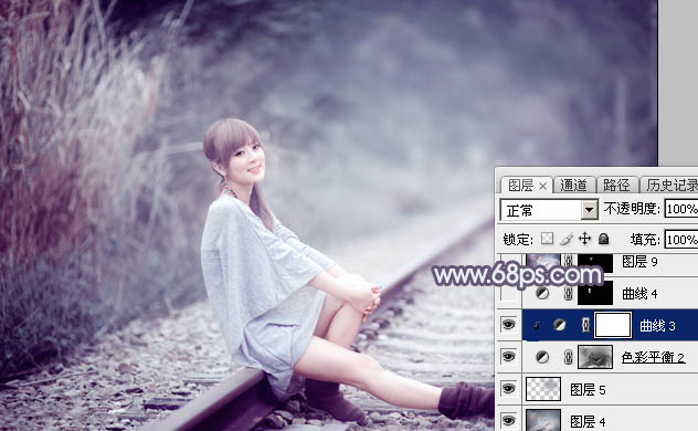 Photoshop将夏季美女图片转造出唯美冷色雪景效果