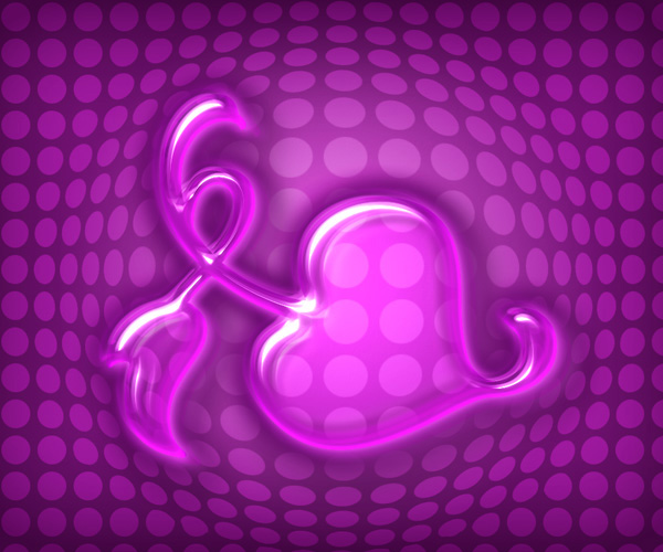 PS利用图层样式制作漂亮的立体感紫色玻璃心形”