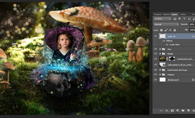 PS合成经典梦幻森林中的魔法小公主