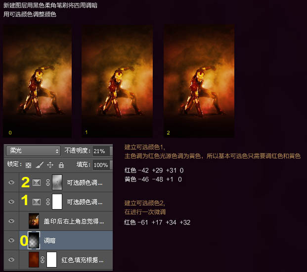 Photoshop合成制作火焰中超酷的钢铁人海报