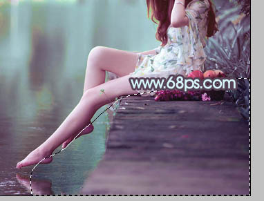 Photoshop为湖景美女图片调制出唯美的青紫色