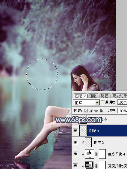 Photoshop为湖景美女图片调制出唯美的青紫色