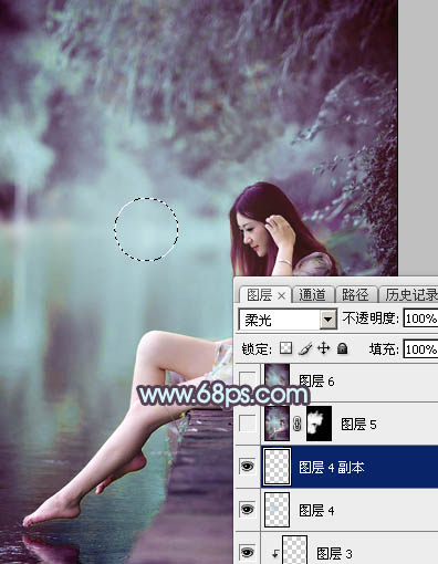 Photoshop为湖景美女图片调制出唯美的青紫色