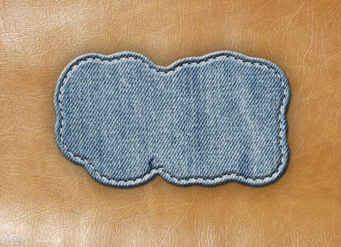 PS利用图层样式及画笔制作缝纫补丁牛皮字