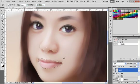 ps将美女人物快速转手绘教程