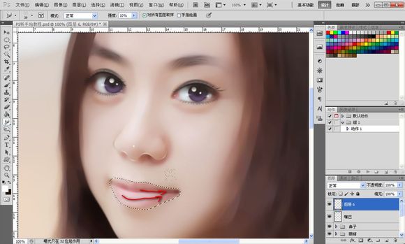 ps将美女人物快速转手绘教程