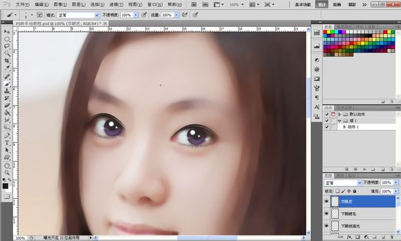 ps将美女人物快速转手绘教程