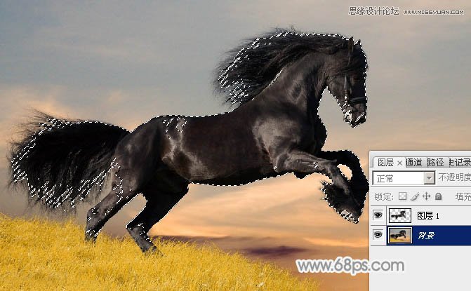 Photoshop将骏马图制作中国风特效水墨效果
