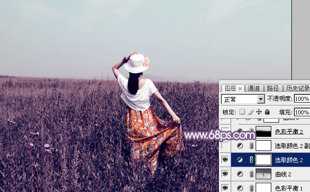 Photoshop为旷野中的人物调制出流行的暗蓝色