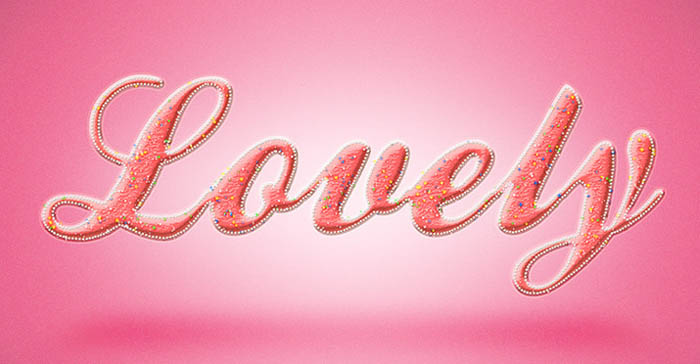 PS利用图层样式及画笔制作粉色饼干字