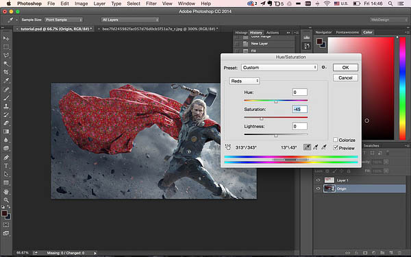 PS为雷神加上东北大花披风详细教程