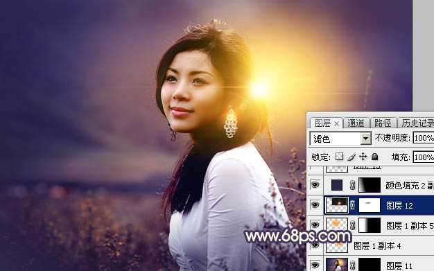 Photoshop调出暗调逆光效果山区人物图片