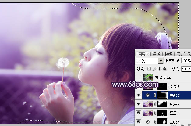 Photoshop调出梦幻浪漫的蓝紫色外景美女图片