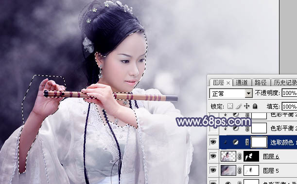 Photoshop为清爽的古装人物图片打造出梦幻的古典淡蓝色