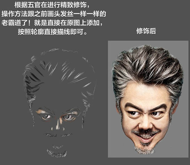 Photoshop利用液化工具快速把大叔的照片转为调皮的Q版大头像