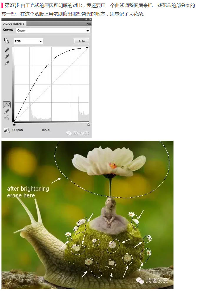PS合成童话中坐在蜗牛上的小花仙子