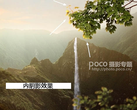 PS合成霞光中的山峰场景