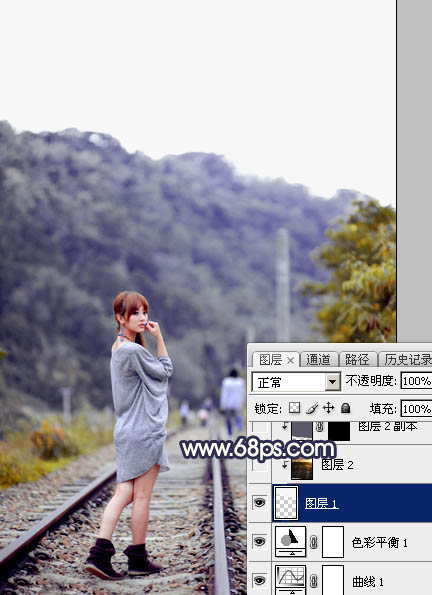 Photoshop调出唯美的暗调霞光色的外景泛白图片