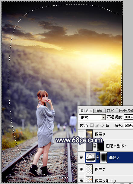 Photoshop调出唯美的暗调霞光色的外景泛白图片
