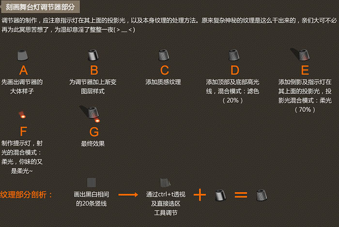 Photoshop教你鼠绘出逼真的高质感金属舞台灯图标