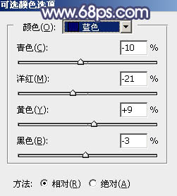 Photoshop将公园人物图片打造出清爽的蓝橙色秋季色