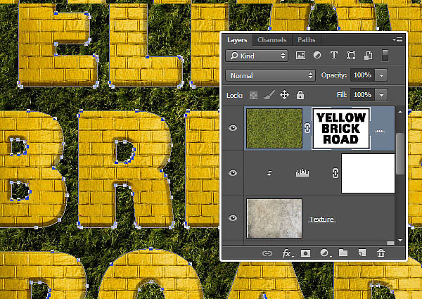 Photoshop设计制作藤蔓中露出的金色墙壁字