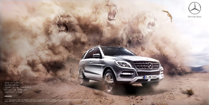 Photoshop制作卷起沙尘暴的汽车海报”