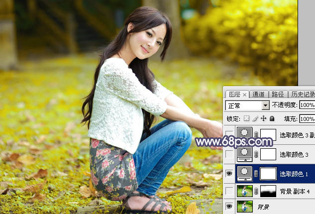 Photoshop为草地人物图片打造出柔和的秋季淡黄色