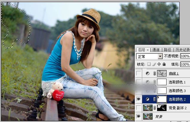 Photoshop为铁轨上的人物加上昏暗的暖色晨曦效果教程
